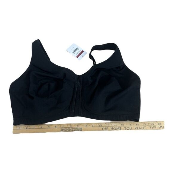 Laudine Hook Eye Front Close Wireless Bra Plus Size 44G Black Back Support - Picture 4 of 12